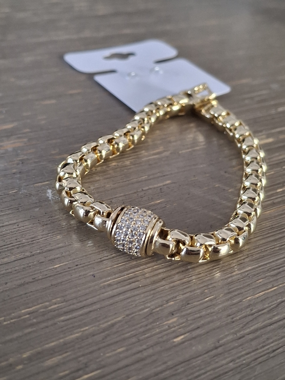 Gold-Tone Pave Accent Chain Bracelet